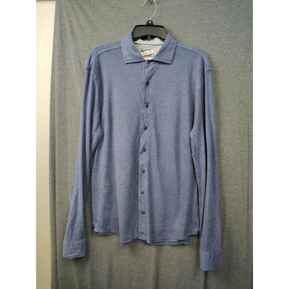 Johnnie -O Hanging out casual cotton button down shirt Size M solid blue - Picture 2 of 6
